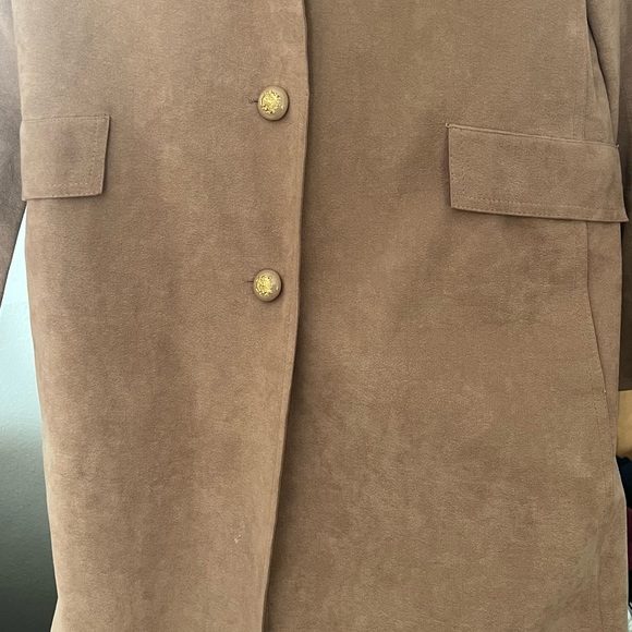 Amazing ULTRA SUEDE AMHERST COLLECTION Tan Long Duster Jacket - Picture 3 of 10